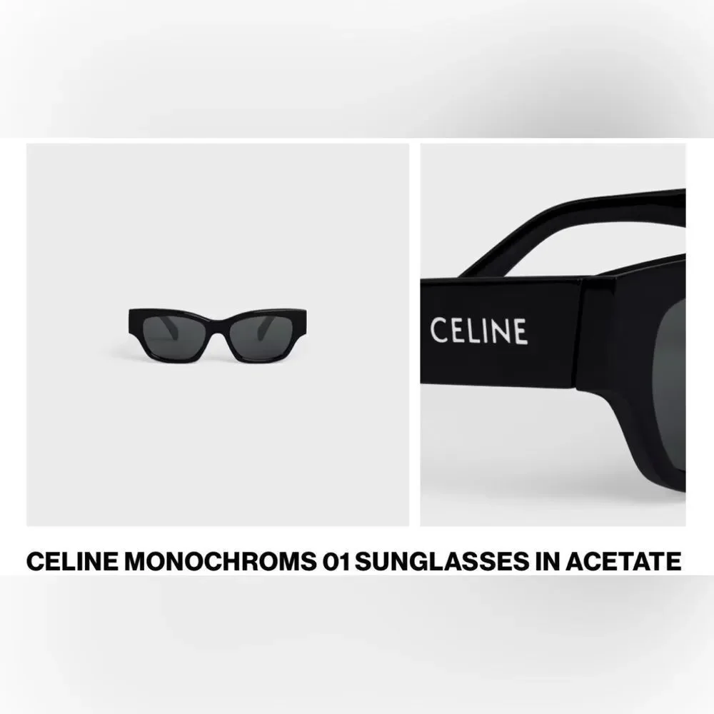 Celine Monochroms 01 sunglasses in Acetate. Black